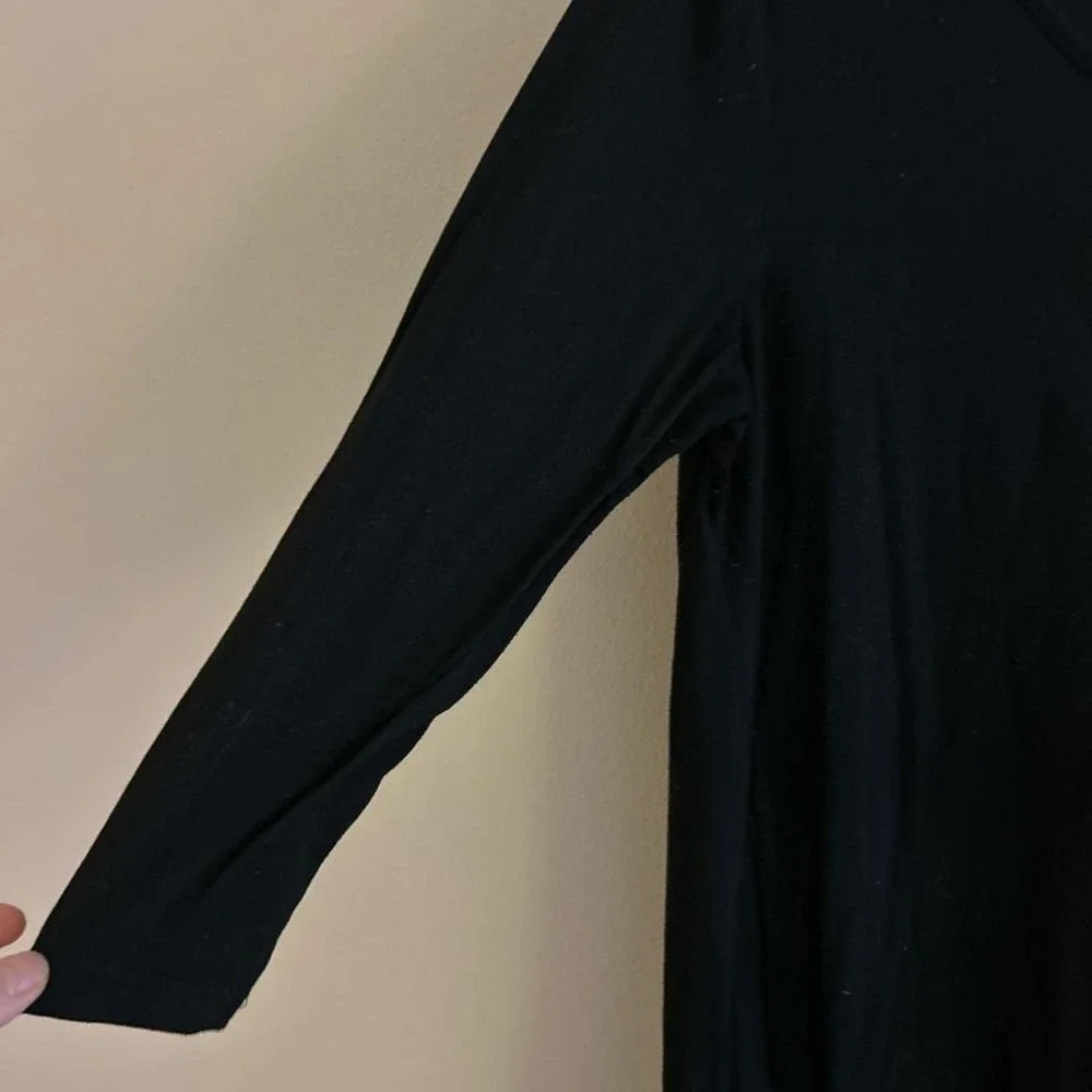 Black midi dress XL asymmetrical hem and long sleeves goth grunge witchy - Picture 4 of 7